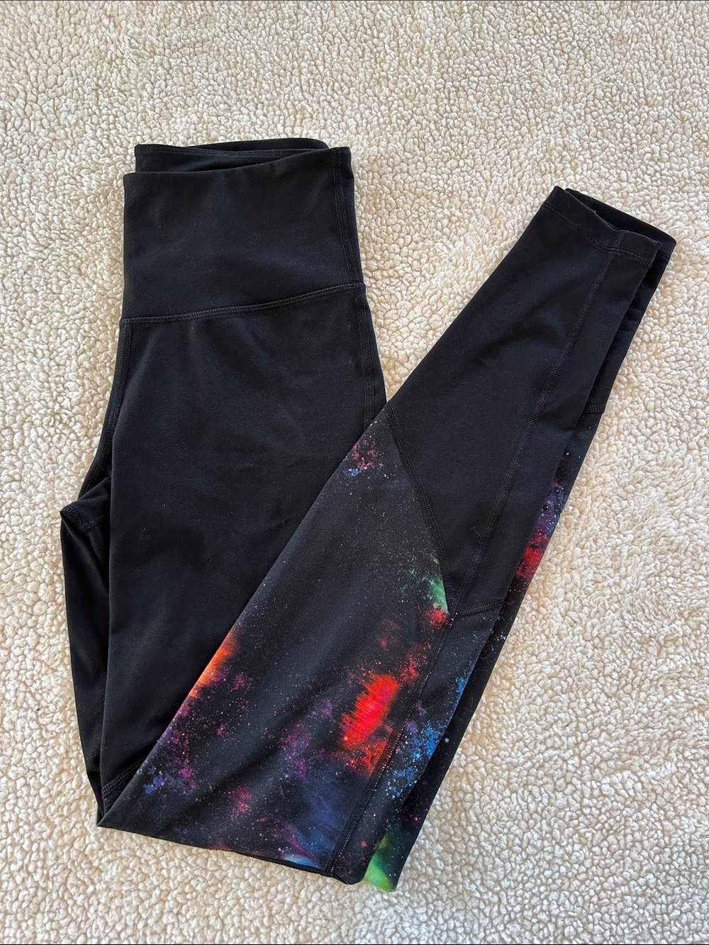 Old Navy Black Leggings with Multicolor Galaxy Panels - Medium *Tall*